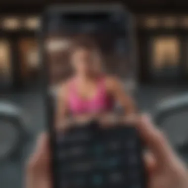 Innovative Fitness App Interface A smartphone displaying a fitness app interface with vibrant graphics.