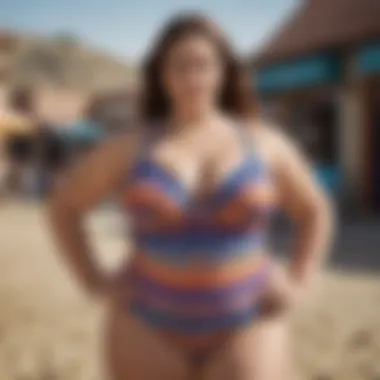 Empowered individual confidently wearing plus size swimwear