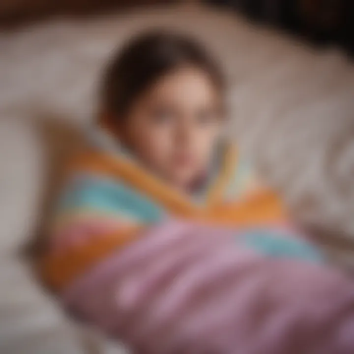 Child happily wearing a colorful sleep sack.