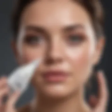 Pregnant woman applying skincare product on her face