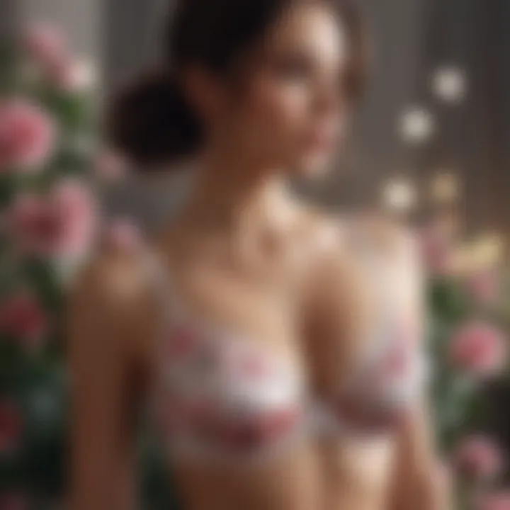 Beautiful floral pattern on a DD bra