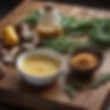 Nourishing hair mask ingredients displayed on a wooden surface