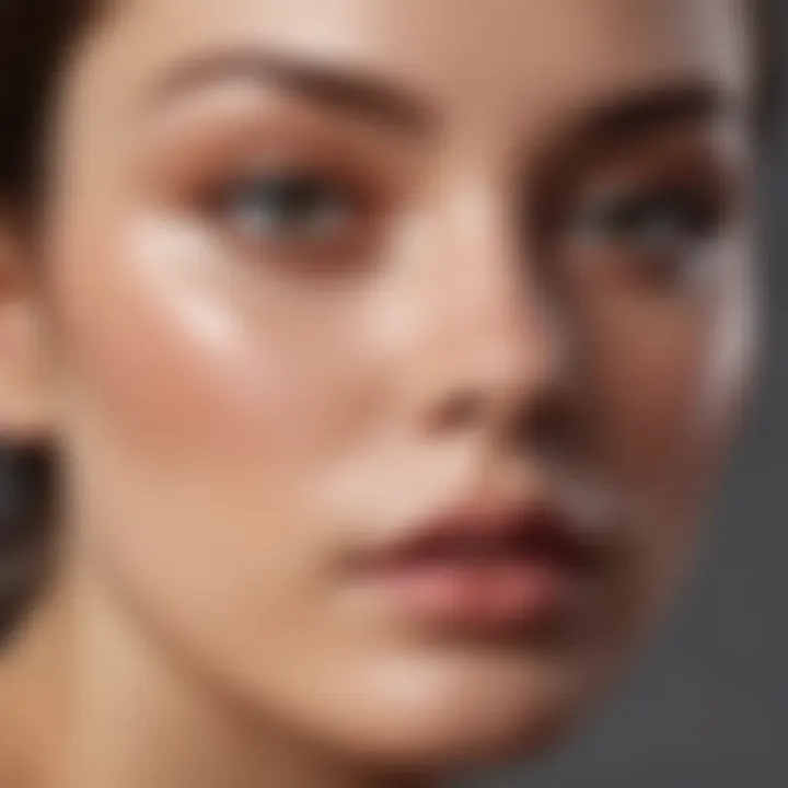 An application of BB cream on a model's skin showcasing a matte finish