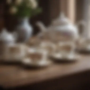 Vintage-inspired tea set with delicate porcelain cups