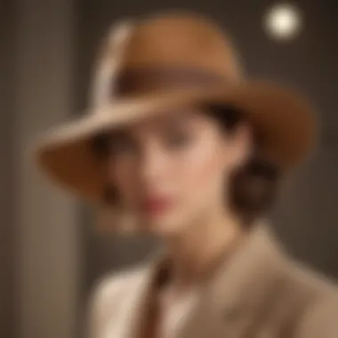 Elegant fedora hat in camel