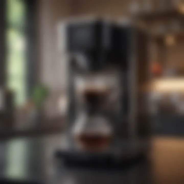 Modern coffee maker with glass carafe