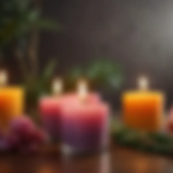 Colorful assortment of scented candles