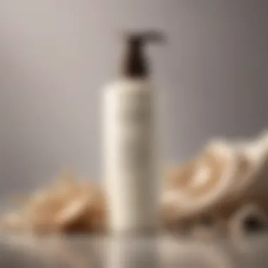 Close-up of a bottle of body lotion with soothing ingredients