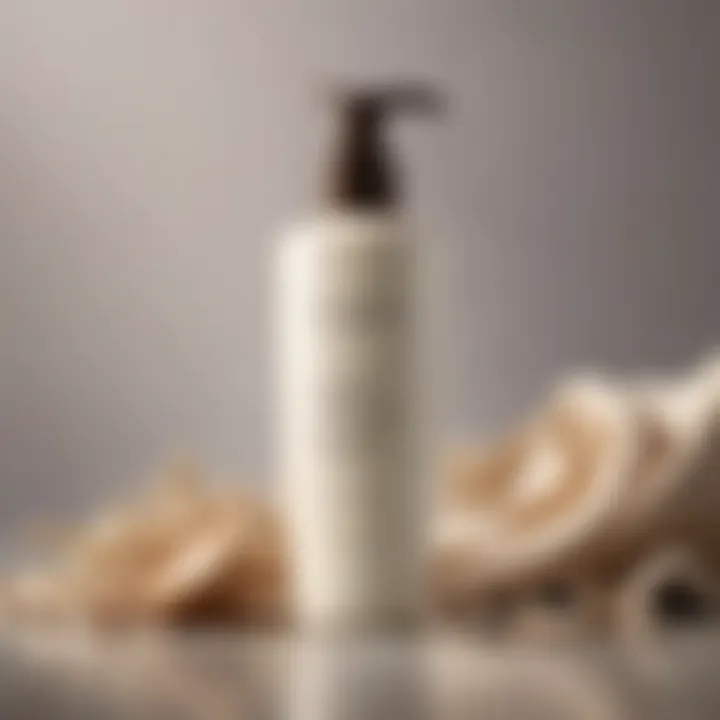 Close-up of a bottle of body lotion with soothing ingredients