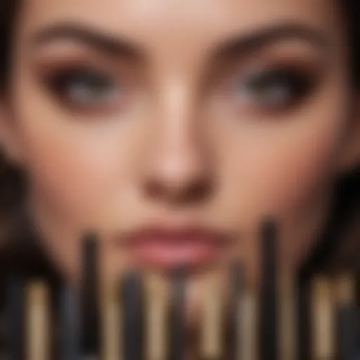 An array of mascara tubes showcasing various formulations.