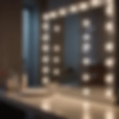 Close-up of LED Lights on luxury vanity mirror