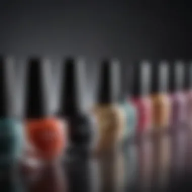 Diverse selection of gel polish bottles showcasing various colors and finishes