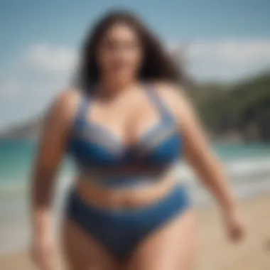 Empowered woman confidently enjoying the beach in plus size swimwear