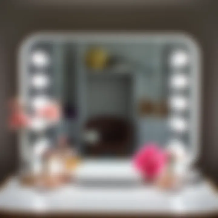 Contemporary makeup station showcasing innovative light-up mirror designs