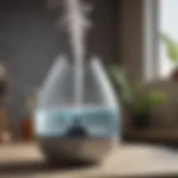 A close-up of a cool mist humidifier emitting fine mist enhancing moisture levels.
