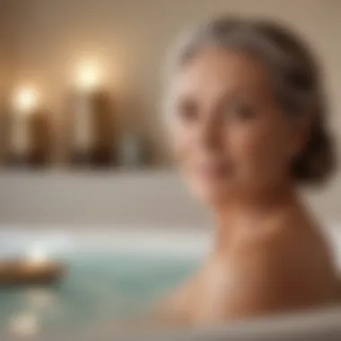 Sophisticated older woman enjoying a fragrant spa set