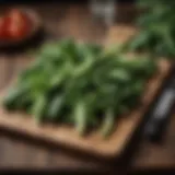 Fresh green veggies on a wooden board