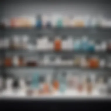 Organized Display of Dermstore Skincare Products A well-organized display of Dermstore skincare products.