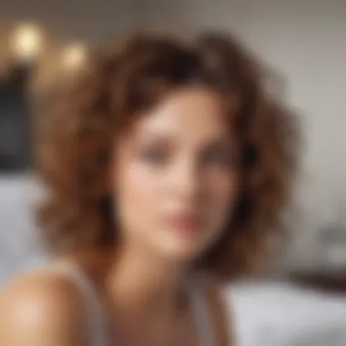 A model displaying the final result of effortless bed head curls in a casual setting.