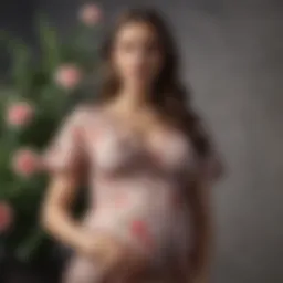 Elegant maternity dress in floral pattern