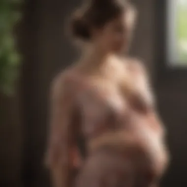 Pregnant woman in a floral maternity dress