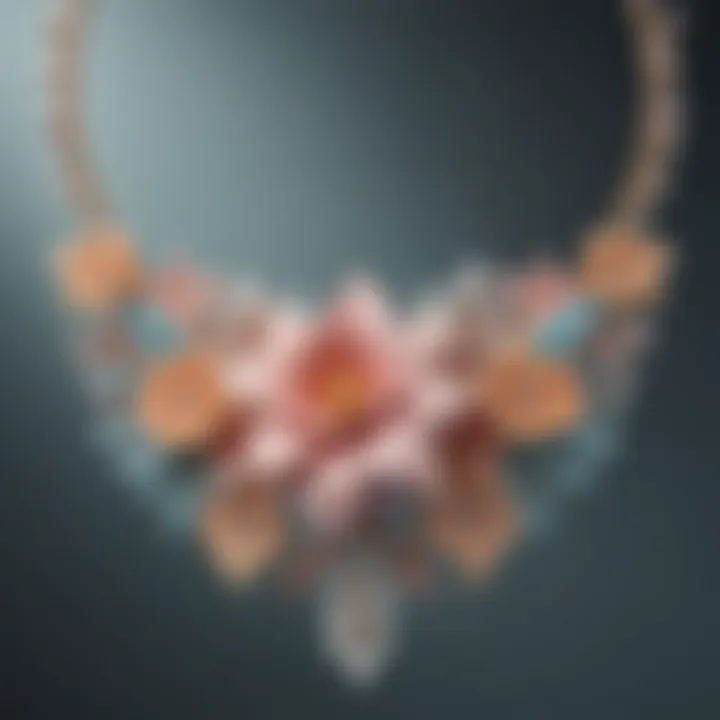 Elegant necklace with floral motif in soft pastel hues