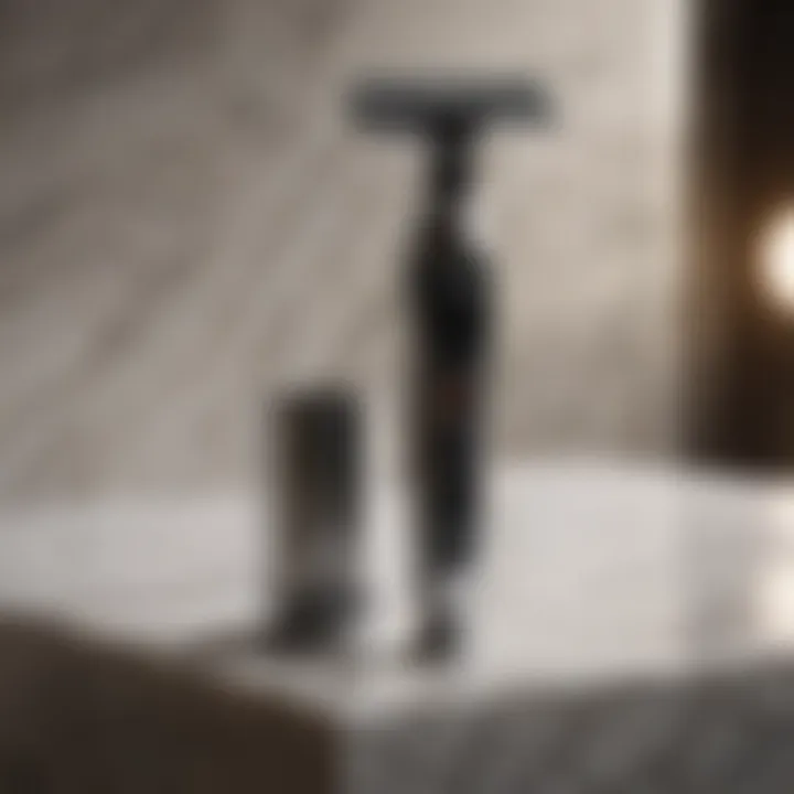 Elegant razor on marble background