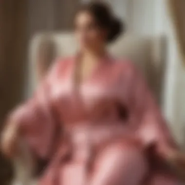 Elegant silk plus size robe draped over chair