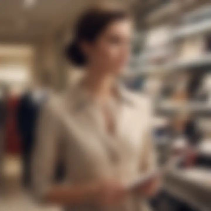 Elegant woman browsing through Ann Taylor coupons