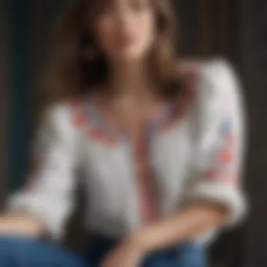 Embroidered Peasant Top Styled with Flare Jeans Embroidered Peasant Top Styled with Flare Jeans