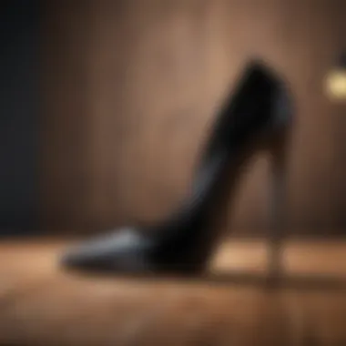 Classic elegant black heels on a wooden surface