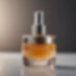 Close-up of a morning face serum in a glass dropper bottle reflecting sunlight