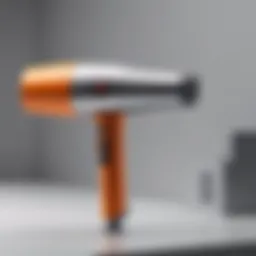Sleek design of the Dyson hair dryer showcasing its modern aesthetic.