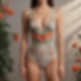 Elegant one-piece swimsuit with intricate floral embroidery