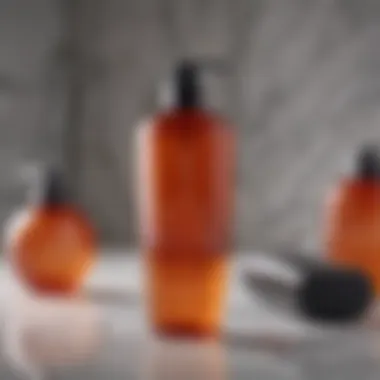 Luxury shampoo products arranged elegantly on a marble surface