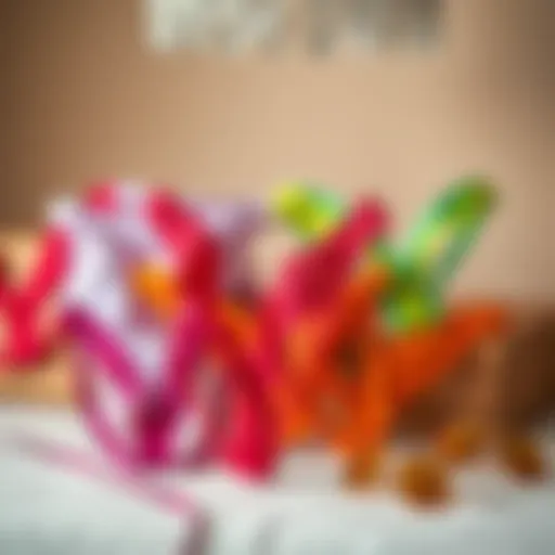 A luxurious collection of vibrant thongs displayed elegantly