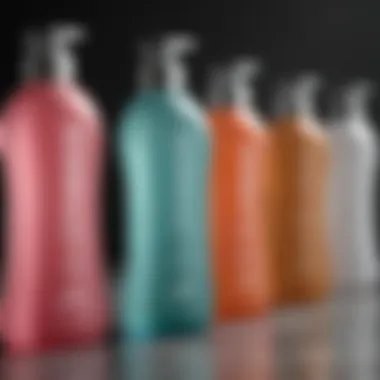 A variety of body wash bottles showcasing different formulations