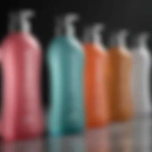 A variety of body wash bottles showcasing different formulations