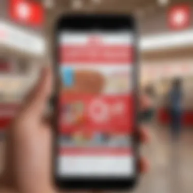 Close-up of Target coupon codes on a mobile device