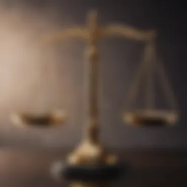 Legal scales representing the balance of legality and ethics