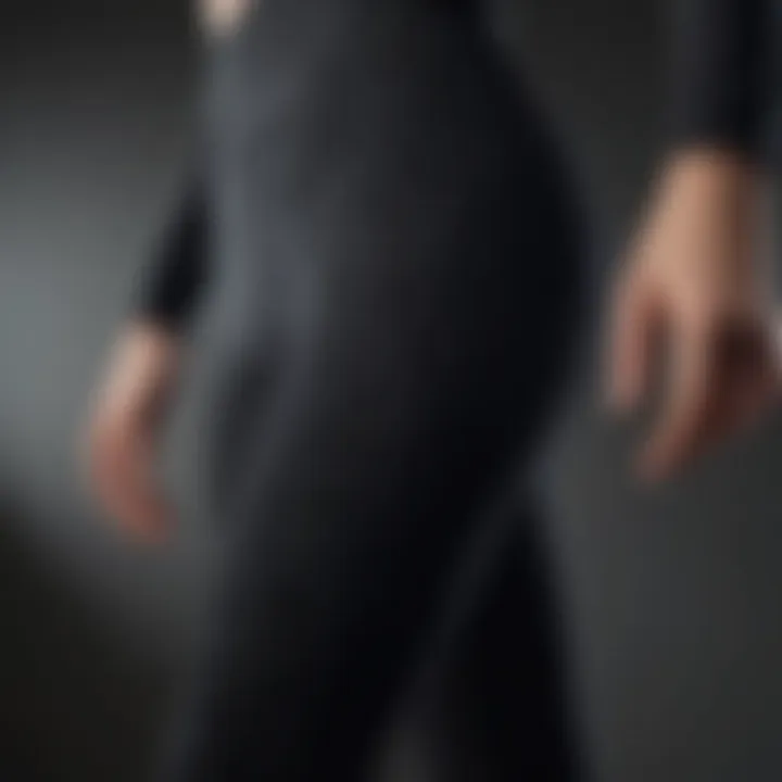 Close-up image highlighting the fabric texture of high rise fleece lined leggings