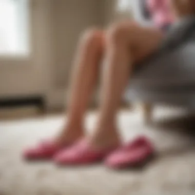 Woman enjoying comfort while wearing Kate Spade slippers