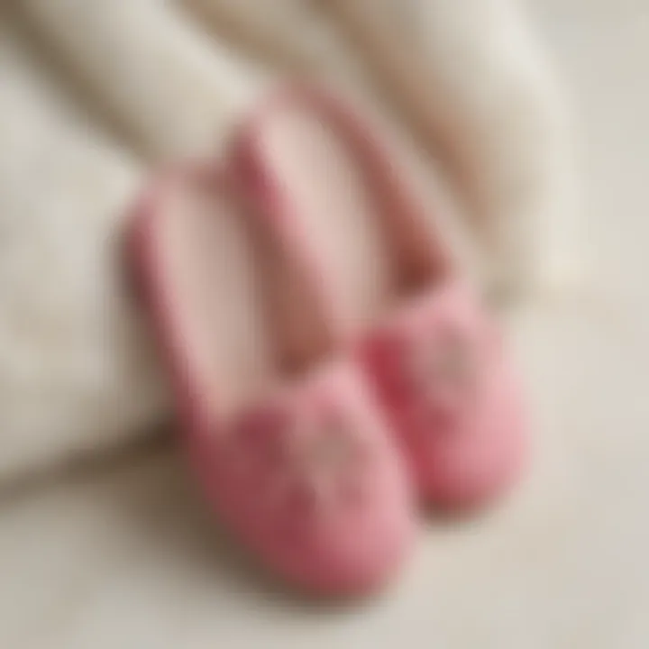 Close-up of luxurious fabric used in Kate Spade slippers