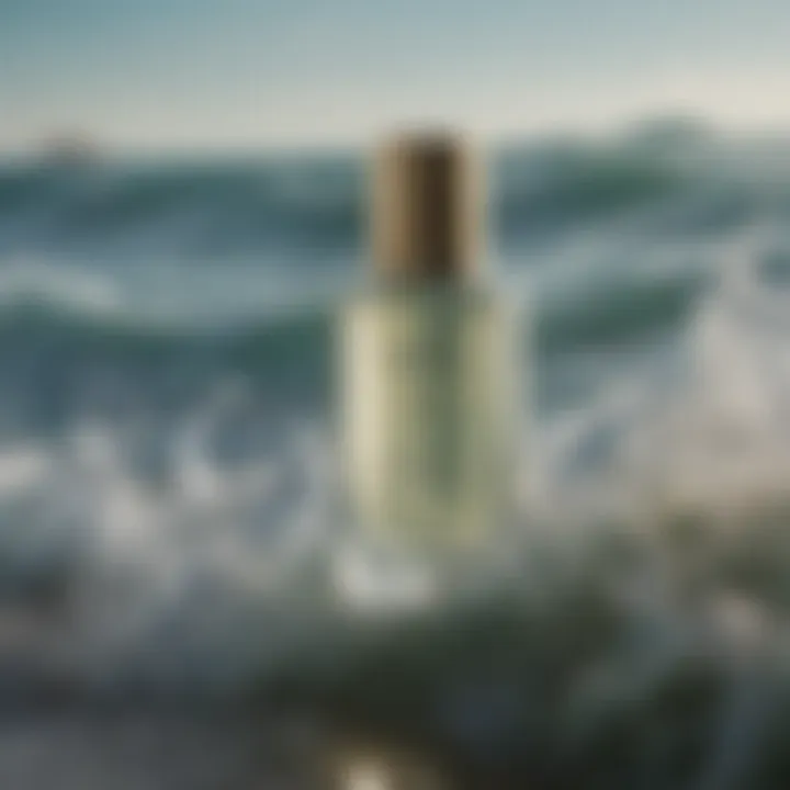 Close-up of luxurious skincare product infused with sea elements, showcasing its formulation