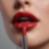 Close-up of Lancôme Red Haute Lipstick showcasing its texture