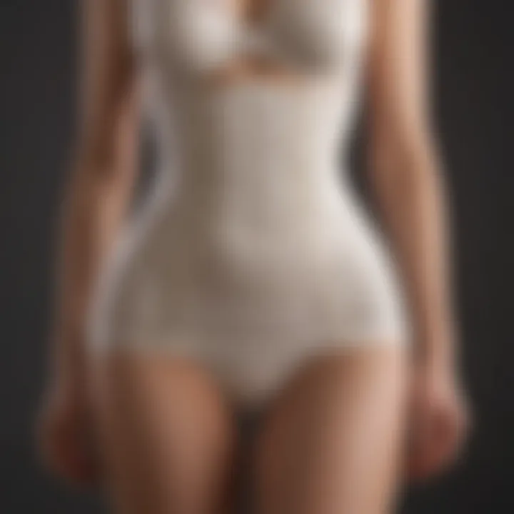 Elegantly crafted lightweight girdle draped on mannequin