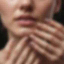 Close-up of nail psoriasis showing distinct symptoms