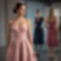 A stylish and unique non-traditional bridesmaid dress in a modern setting