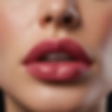 Close-up of a NYX lip color application on lips