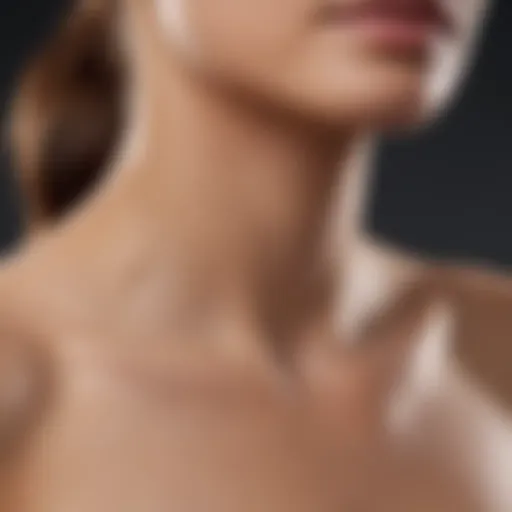 A close-up view of the decolletage area showcasing rejuvenated skin